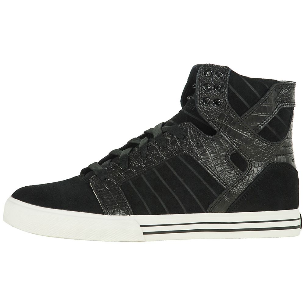 Baskets Montantes Supra SkyTop Noir Black Croc Suede Homme | YBV-78251255